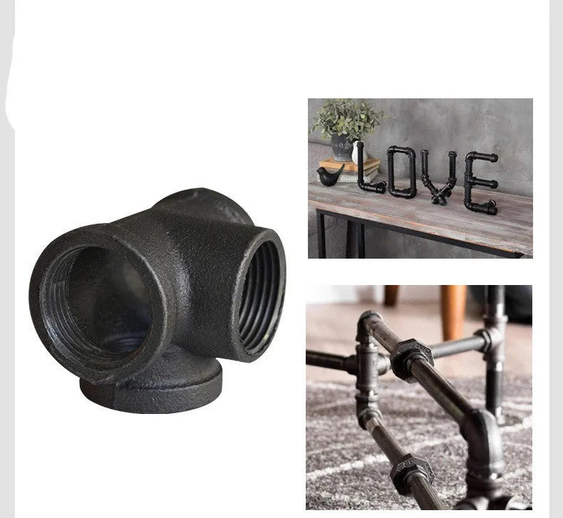 Galvanized steel four-way pipe fitting in DN15, DN20, DN25 sizes
