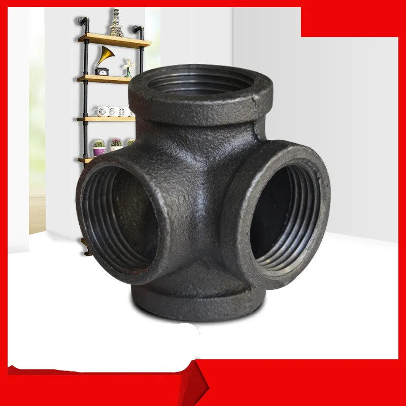 Galvanized steel four-way pipe fitting in DN15, DN20, DN25 sizes
