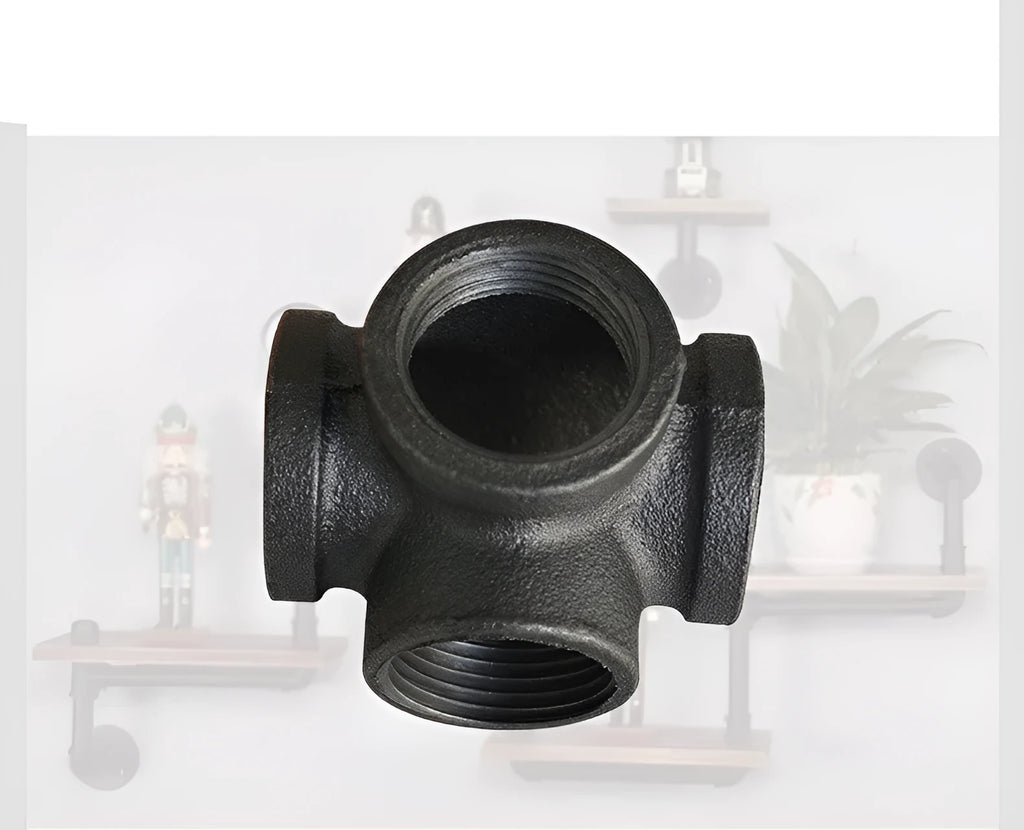 Galvanized steel four-way pipe fitting in DN15, DN20, DN25 sizes