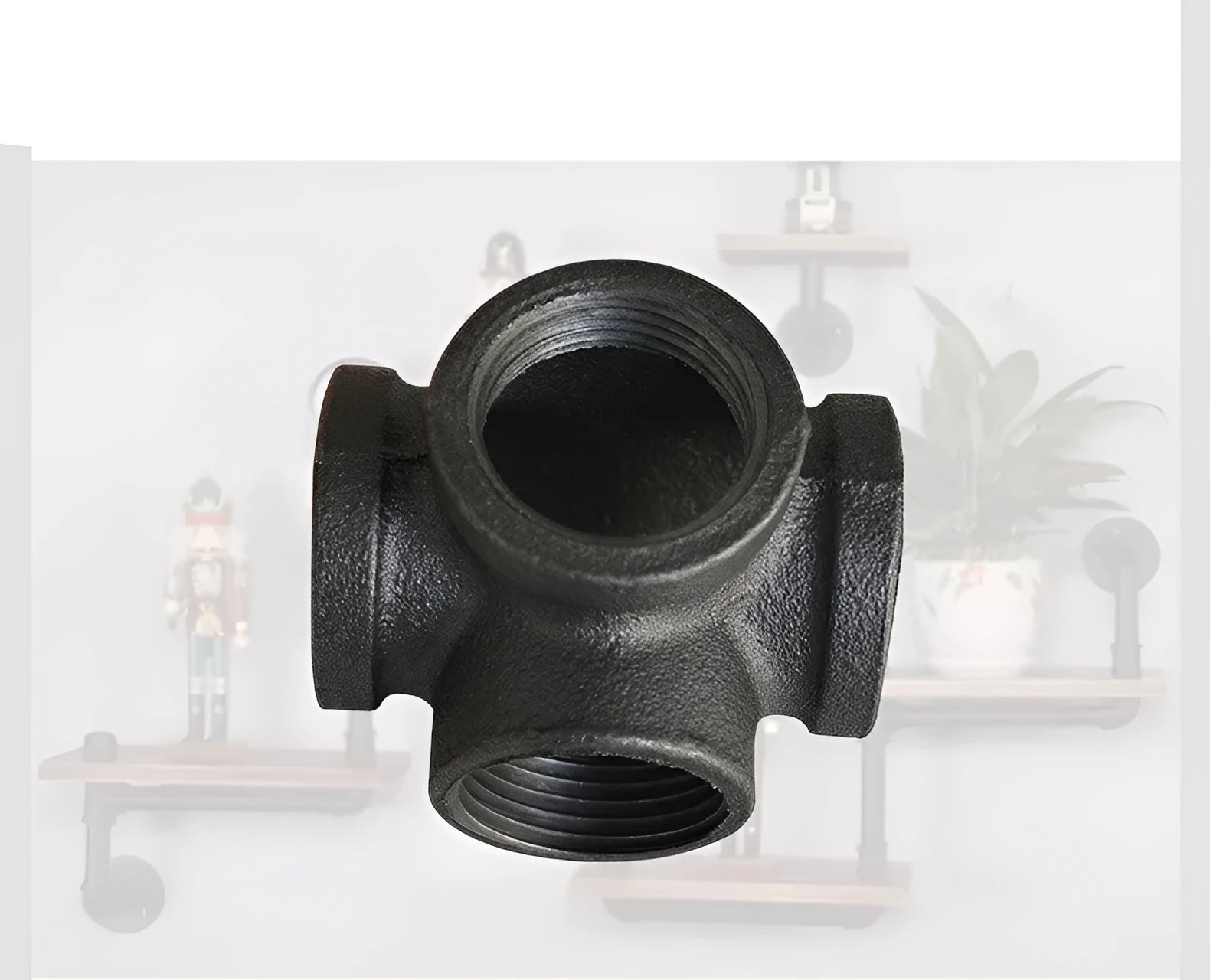 Galvanized steel four-way pipe fitting in DN15, DN20, DN25 sizes