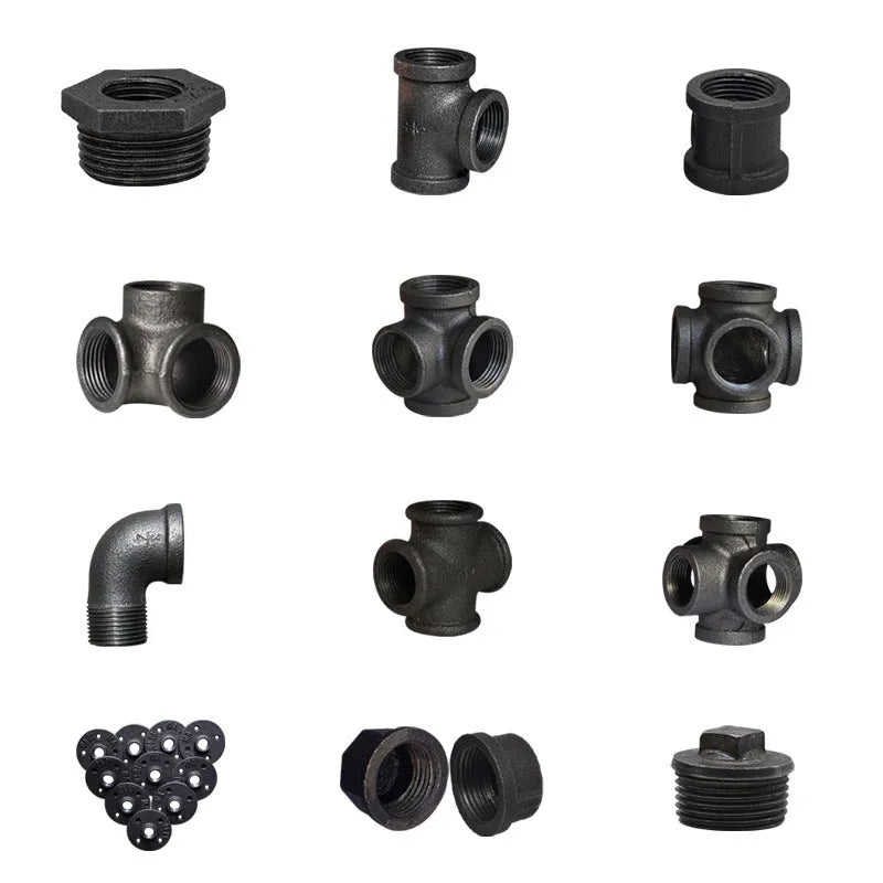 Galvanized steel four-way pipe fitting in DN15, DN20, DN25 sizes