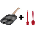 Four-hole non-stick aluminium frying pan with bakelite handle for making breakfast eggs and pancakes