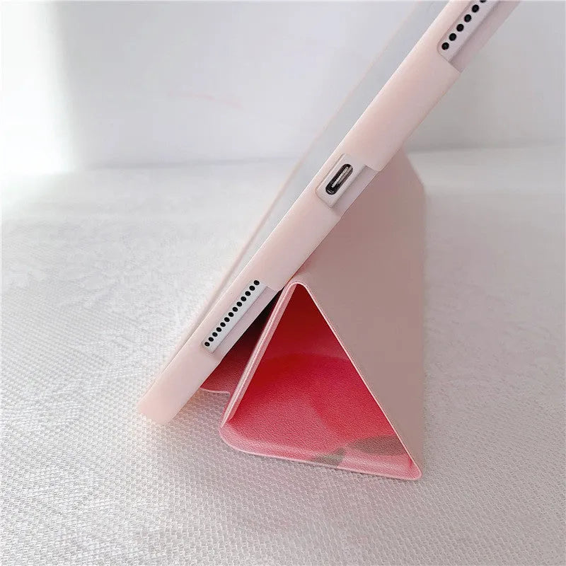 Peach and strawberry TPU leather anti-drop holster case for iPad Pro and other iPad sizes