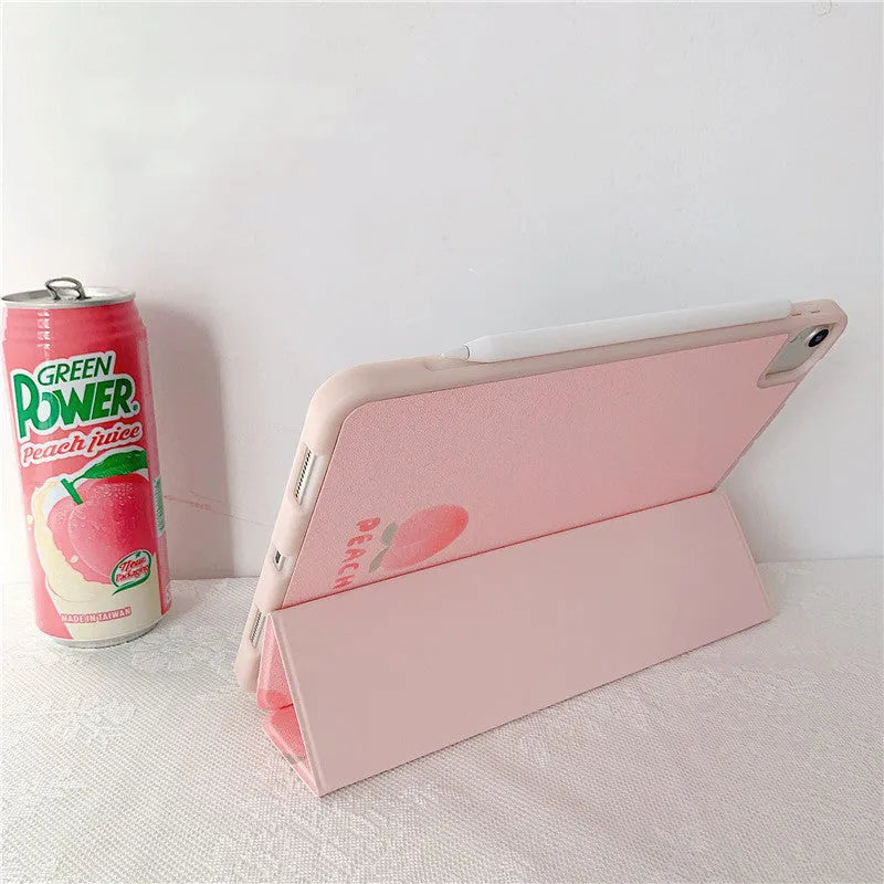 Peach and strawberry TPU leather anti-drop holster case for iPad Pro and other iPad sizes