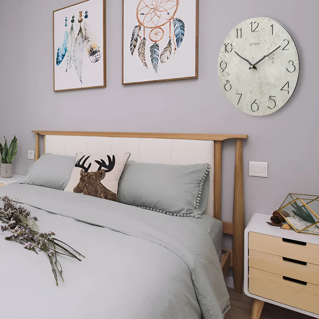 Grey European style wall clock for living room with custom processing option