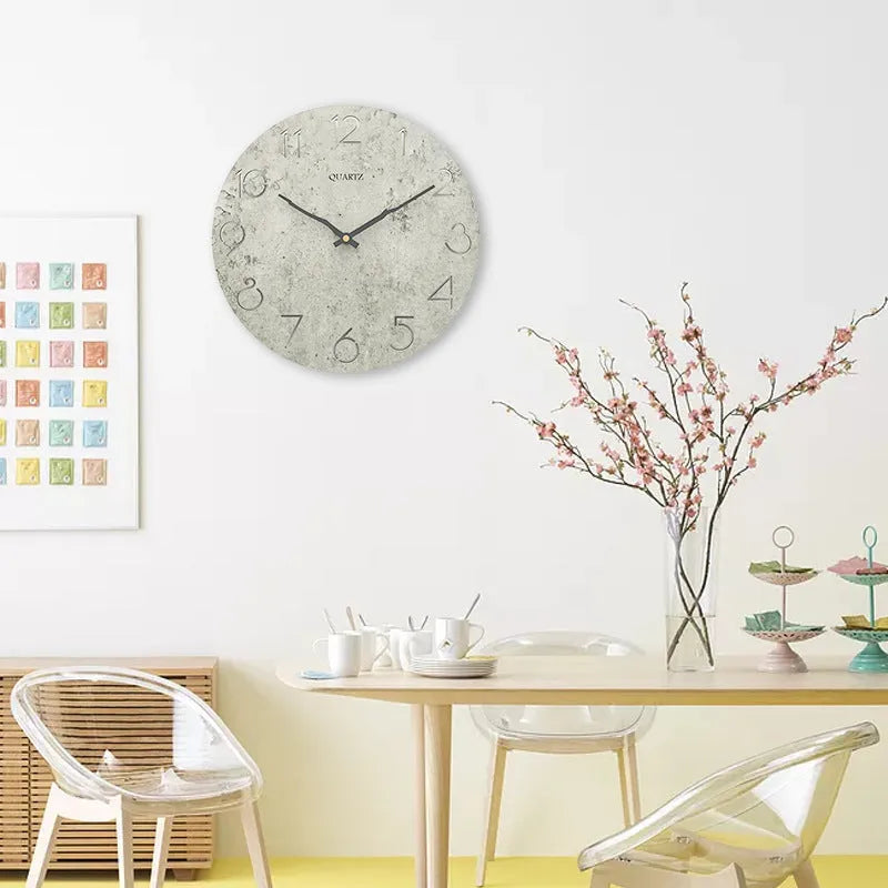 Grey European style wall clock for living room with custom processing option