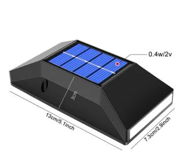Solar-powered outdoor wall light with 6LEDs for staircase illumination