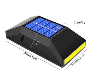Solar-powered outdoor wall light with 6LEDs for staircase illumination
