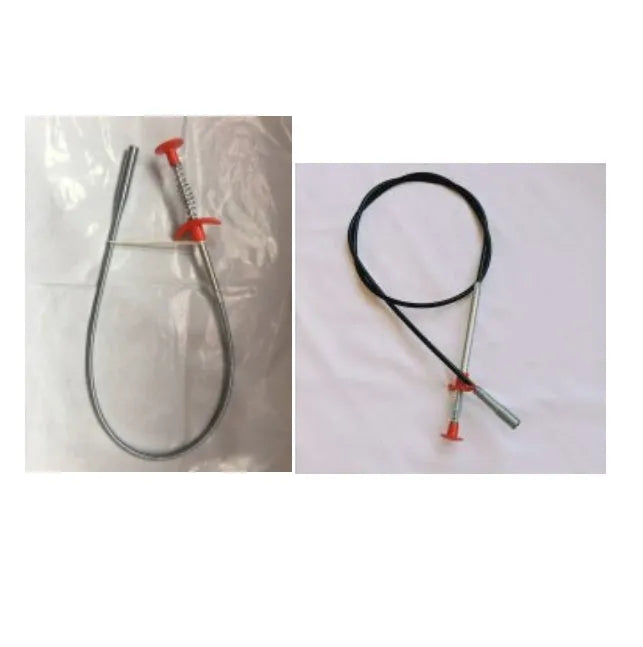 Flexible drain cleaning spring tool with gripped handle for removing hair from pipes
