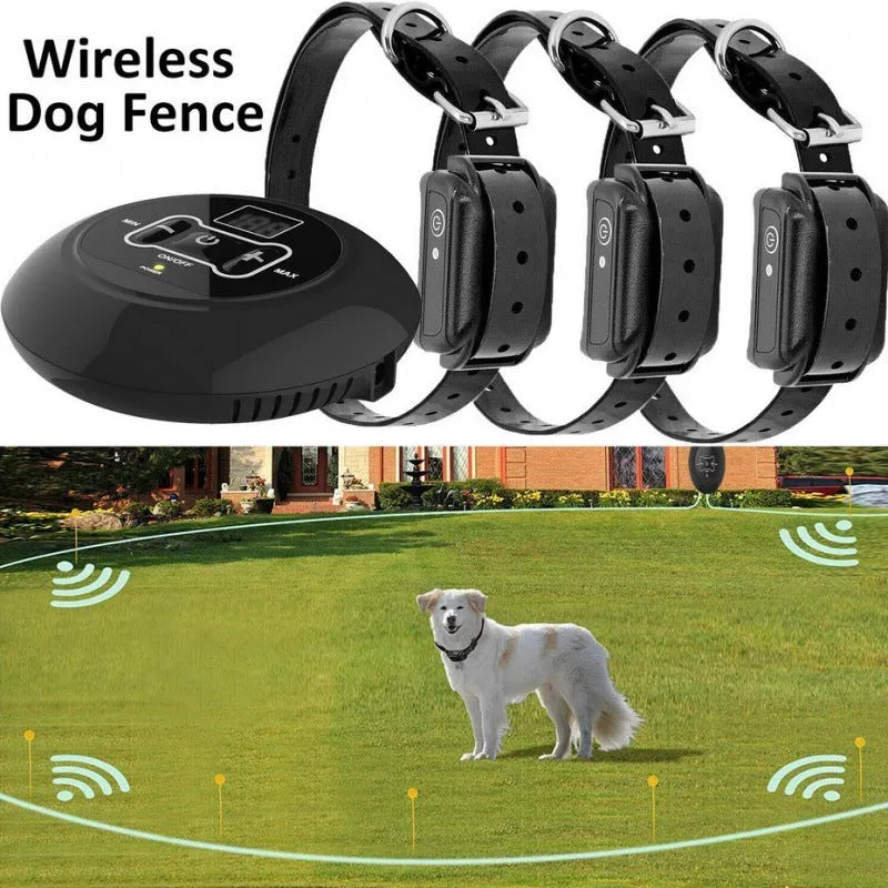 Electronic dog fence training collar with waterproof rechargeable receiver, ABS transmitter, adjustable radius up to 492 feet
