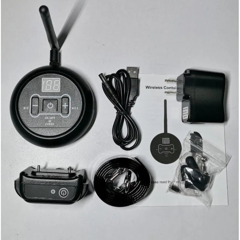 Electronic dog fence training collar with waterproof rechargeable receiver, ABS transmitter, adjustable radius up to 492 feet