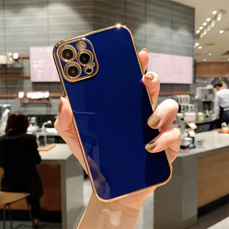 Luxury TPU metal electroplated phone case with geometric graffiti design in Emerald Green for iPhone