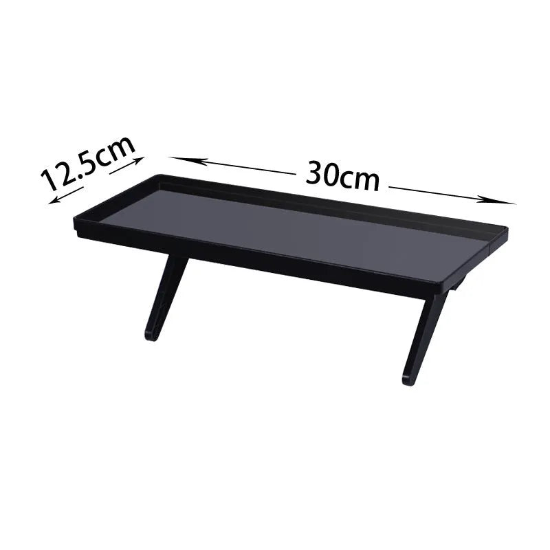 Plastic desktop rack with hook mount for organising TV set-top boxes and routers