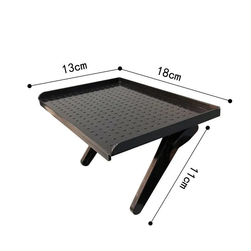 Plastic desktop rack with hook mount for organising TV set-top boxes and routers