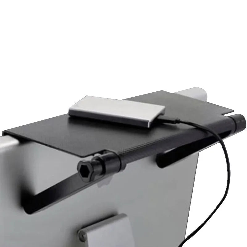 Plastic desktop rack with hook mount for organising TV set-top boxes and routers