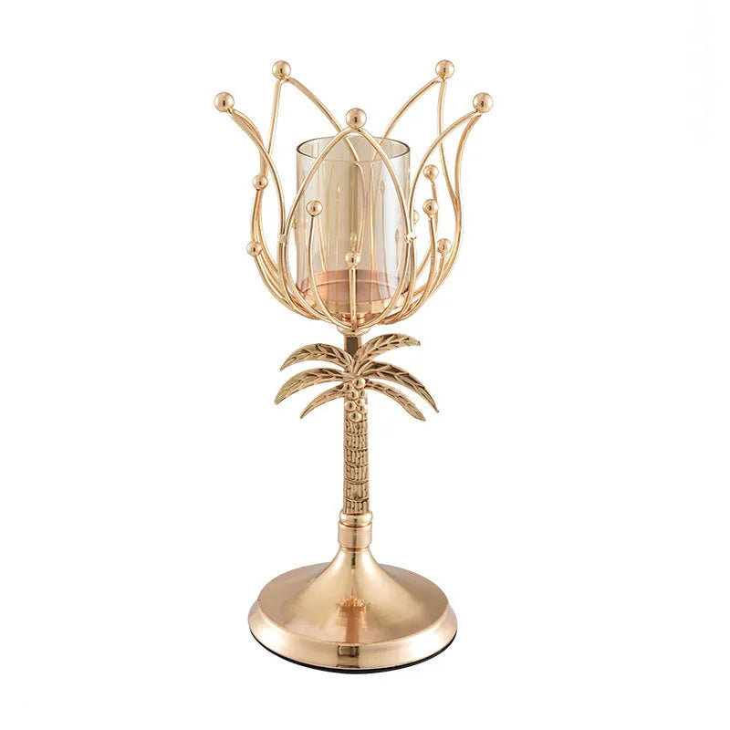 Iron candle holder for dining table in gold or silver, sizes S 135x290mm, M 135x340mm, L 135x390mm
