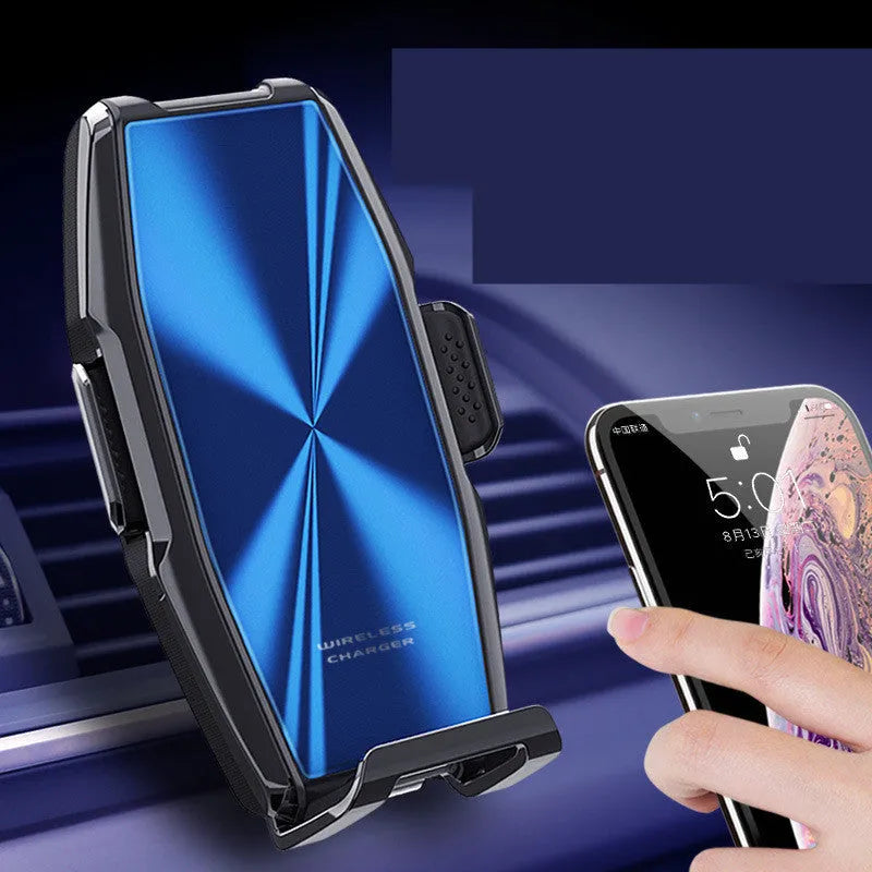 Blue car wireless charger and phone holder with indicator lights for 1500mA fast charging