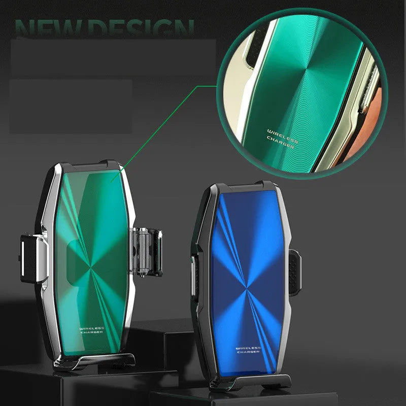 Blue car wireless charger and phone holder with indicator lights for 1500mA fast charging