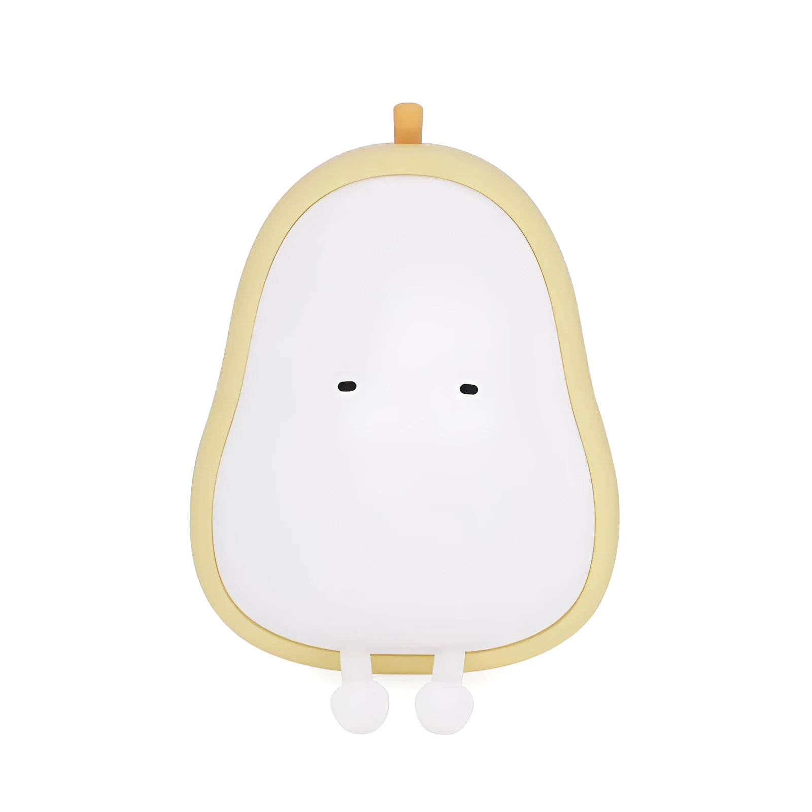 Warm yellow silicone PEAR night lamp with USB charging port and ABS base