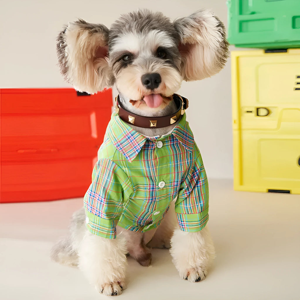 Fruit green casual cotton pet shirt for small medium dogs cats, side view