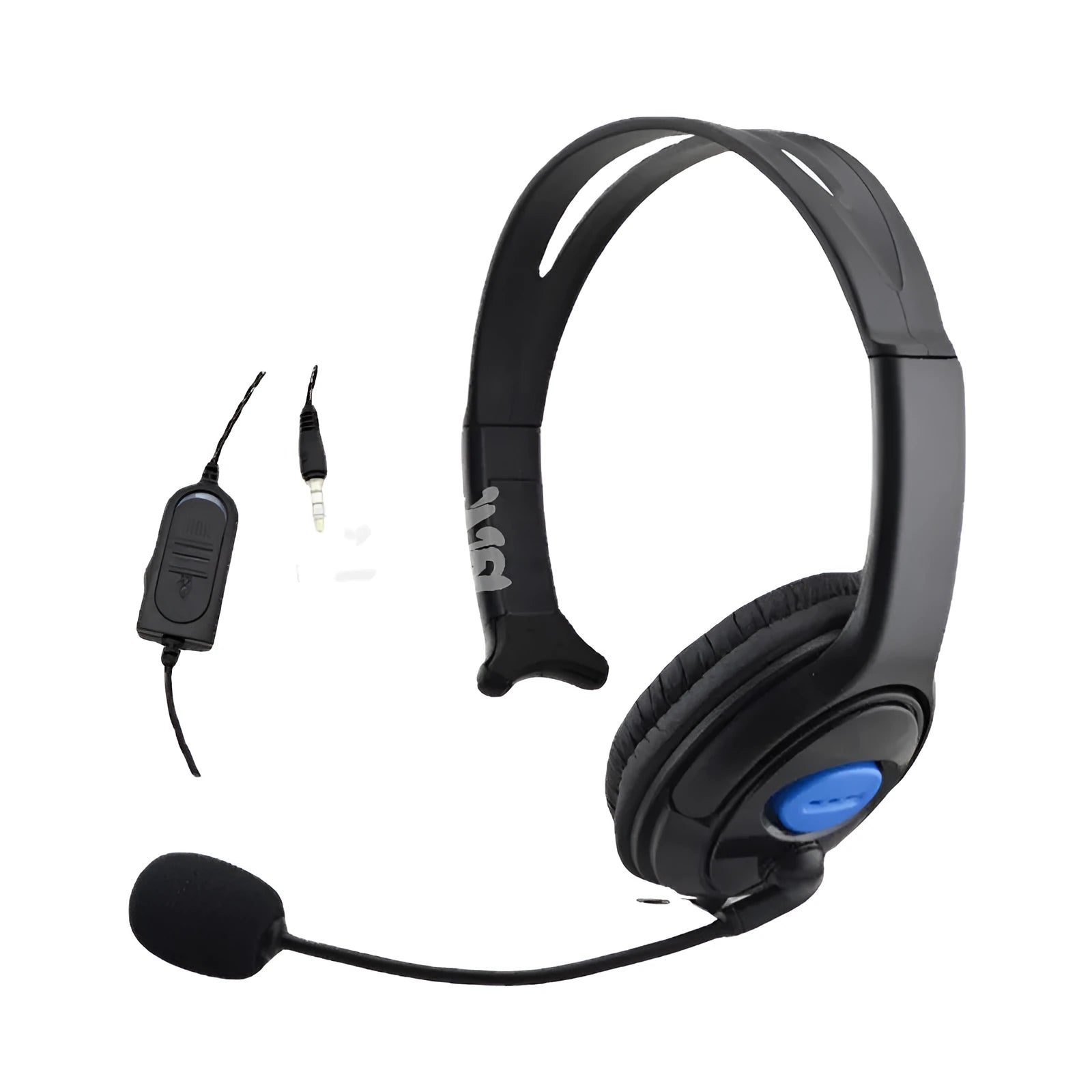 Black PS4 wired gaming headset with over-ear design and 3.5mm audio plug
