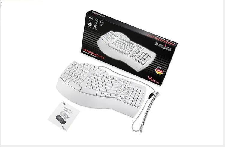 Perixx Periboard-512 white and black ergonomic split keyboard with UK layout