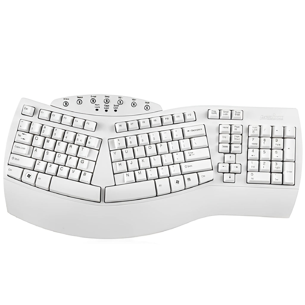 Perixx Periboard-512 white and black ergonomic split keyboard with UK layout