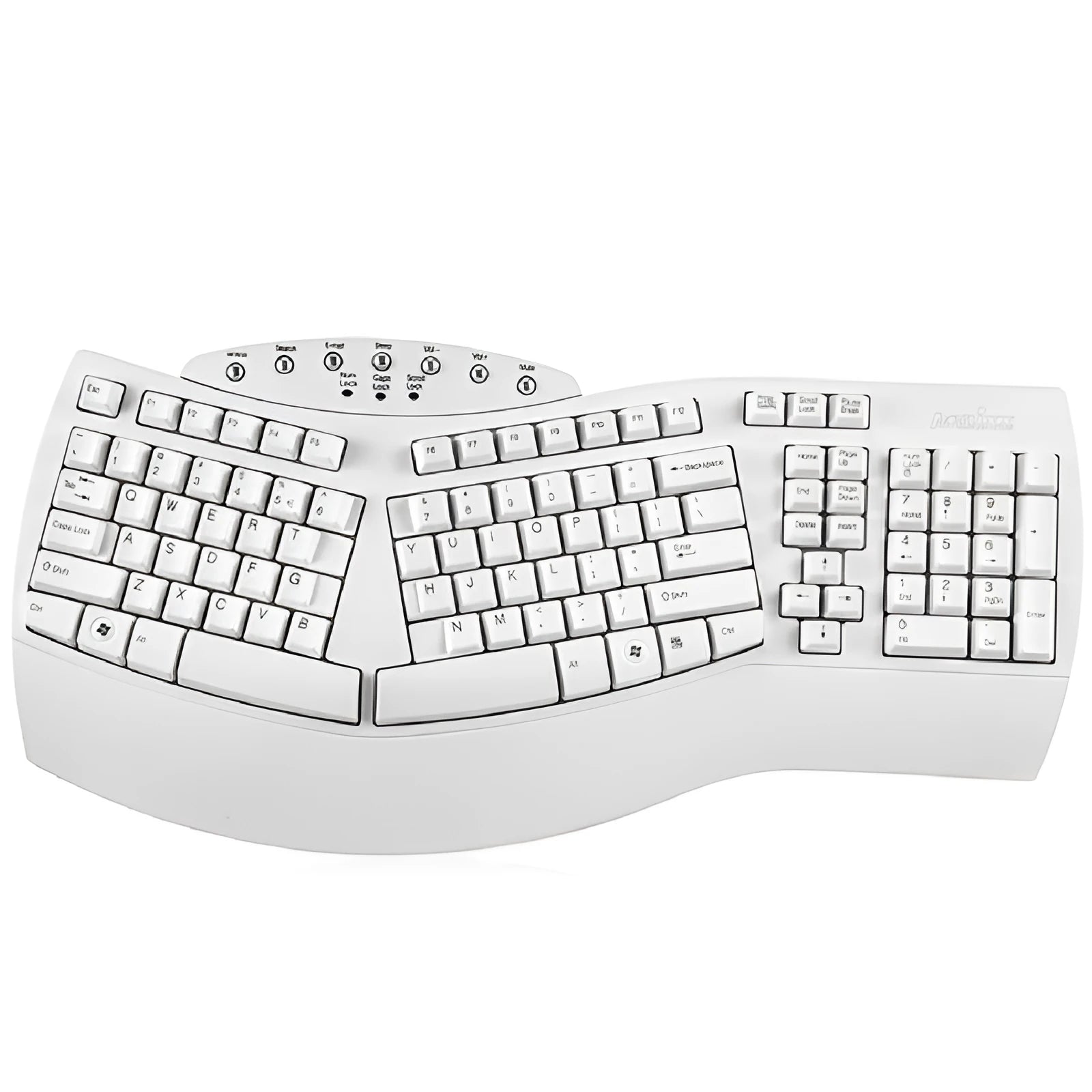 Perixx Periboard-512 white and black ergonomic split keyboard with UK layout