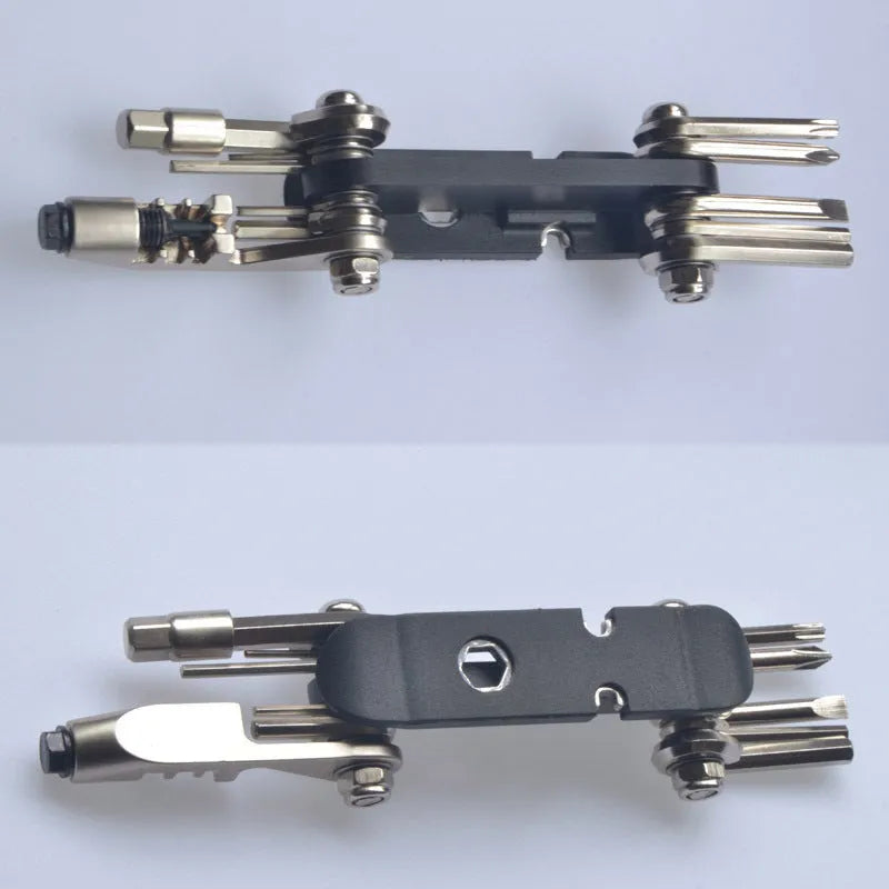 Chrome vanadium steel bicycle repair tools in four colours showing 9.2cm combination design