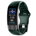 Smart health monitoring bracelet with touch screen displaying heart rate and ECG data on adjustable wristband