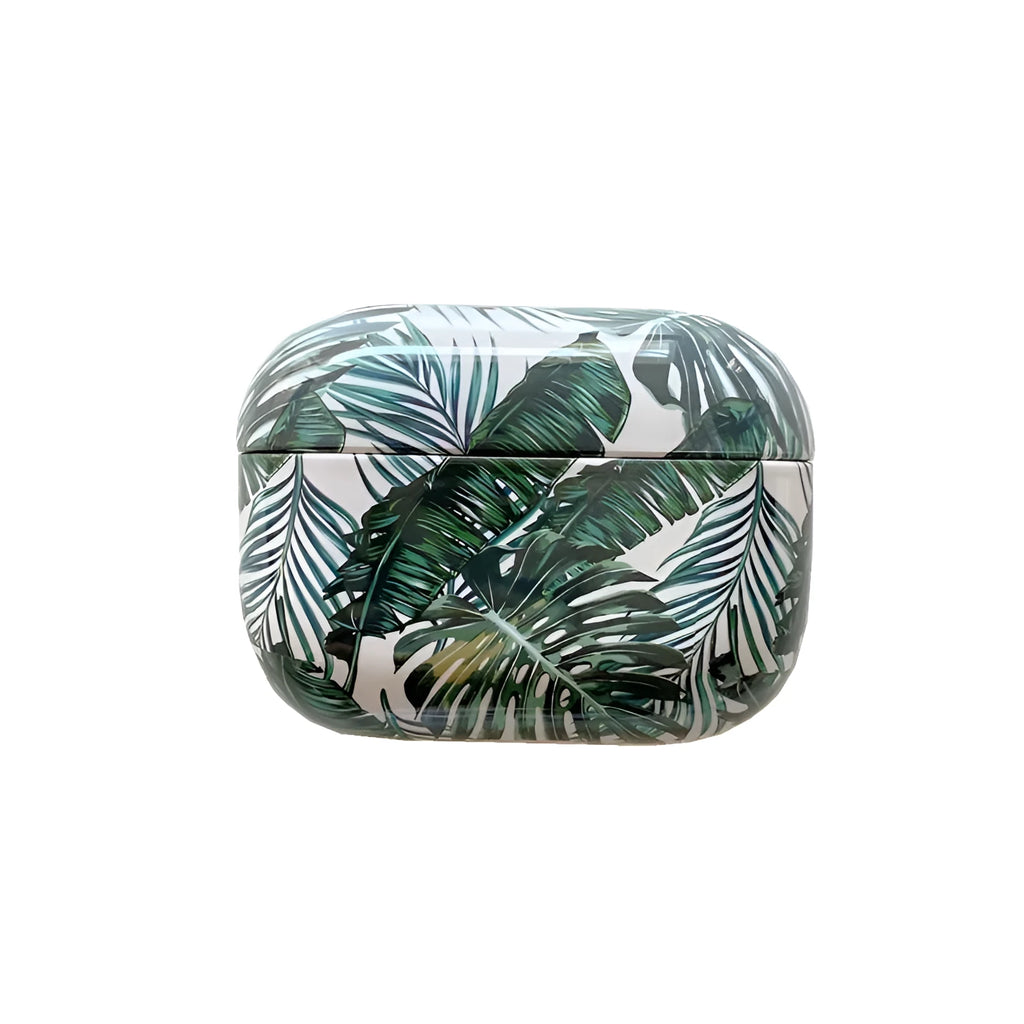 Blue and green banana leaf design soft TPU protective case for AirPods 1/2 and AirPods Pro.