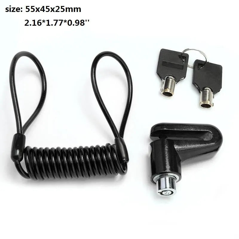 Keyless metal disc brake lock with steel wire in black for Xiaomi M365 electric scooter