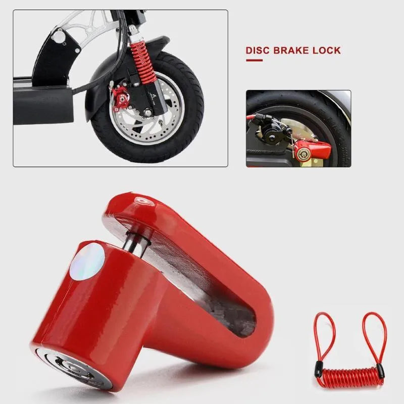 Keyless metal disc brake lock with steel wire in black for Xiaomi M365 electric scooter