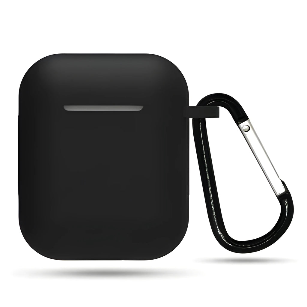 Black silicone protective case for Bluetooth headset compatible with Apple watches and AirPods