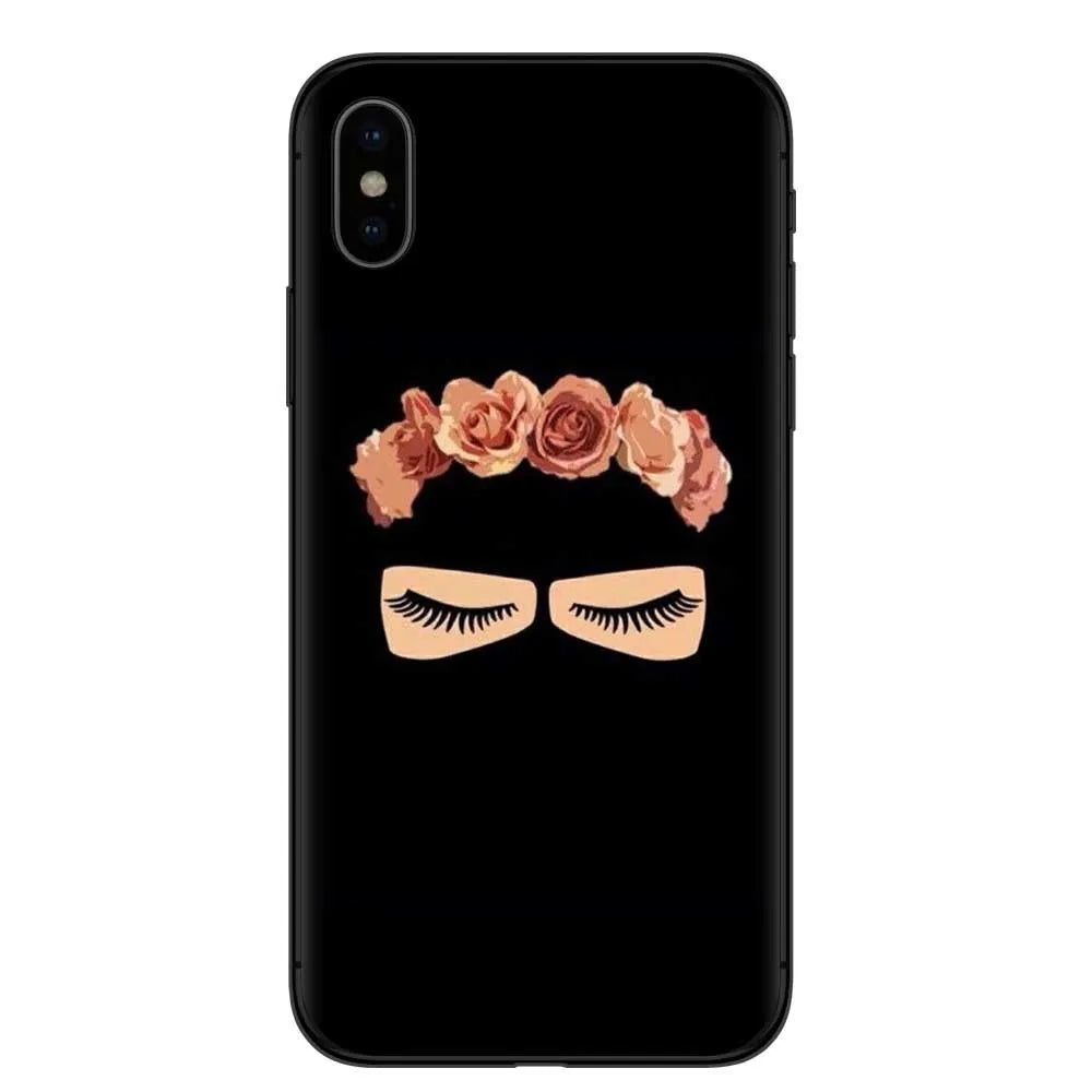 Islamic hijab design iPhone case with rhinestone floral letters on TPU back cover