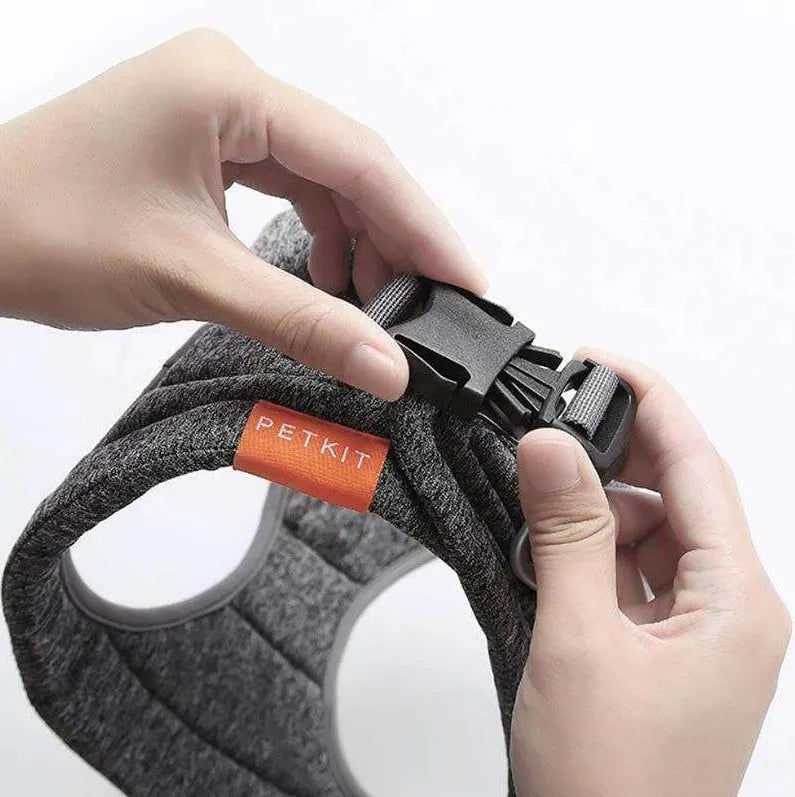 Dog rope collar in hemp gray cloth with carabiner, adjustable size XS S M