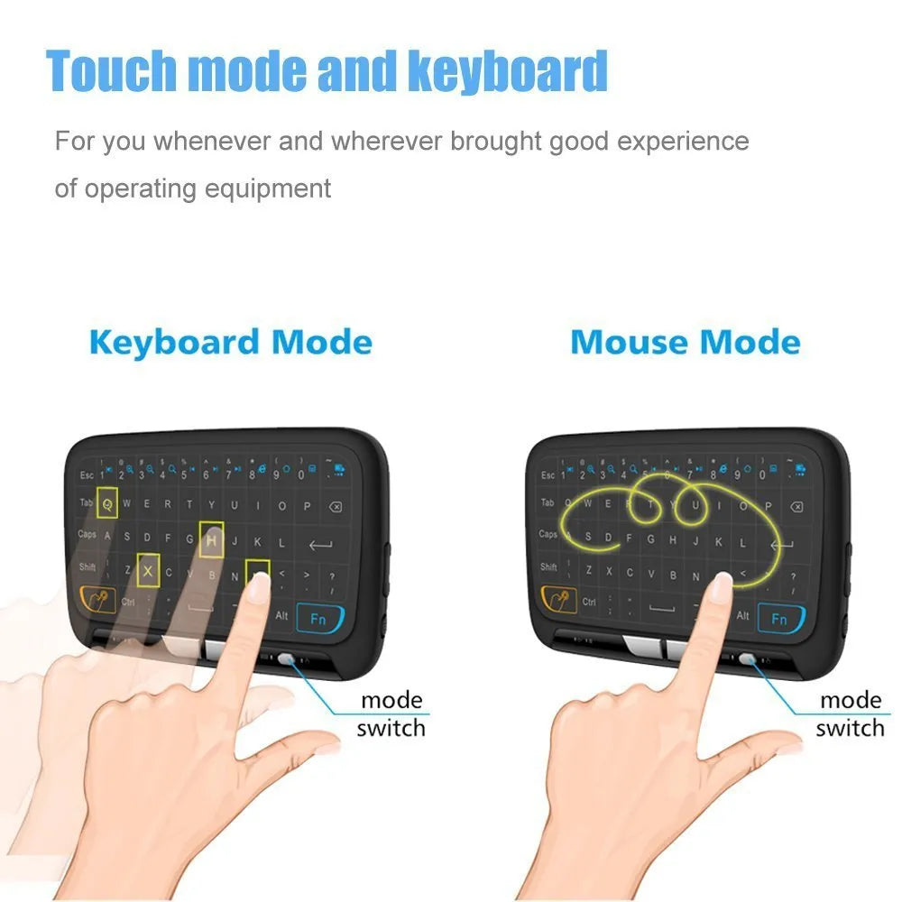 Mini H18 wireless keyboard with touchpad and 2.4GHz USB dongle in black
