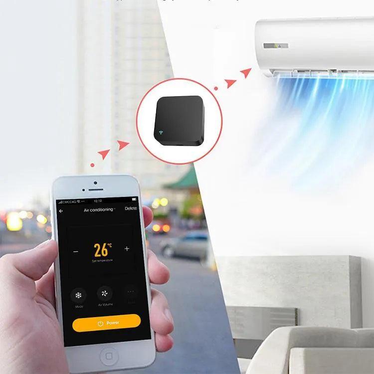 Black round and square infrared universal remote control with voice control for smart home