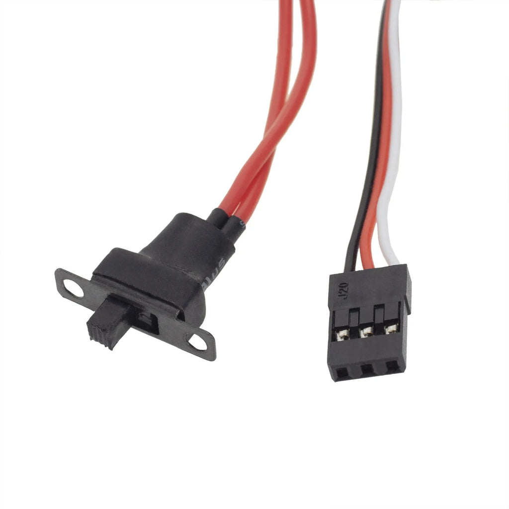 Small 40A brushed electronic speed controller for 1/16 scale RC cars with selectable climbing mode.