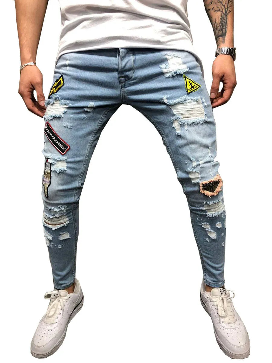 Men's casual pencil trousers low waist flat front retro style cotton polyester blend black