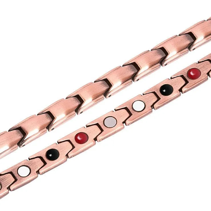 Metal rhombus therapy bracelet available in Black, Bronze, Gold, and Silver, with electroplated finish and optional 2pcs, 4pcs, or 8pcs sets.