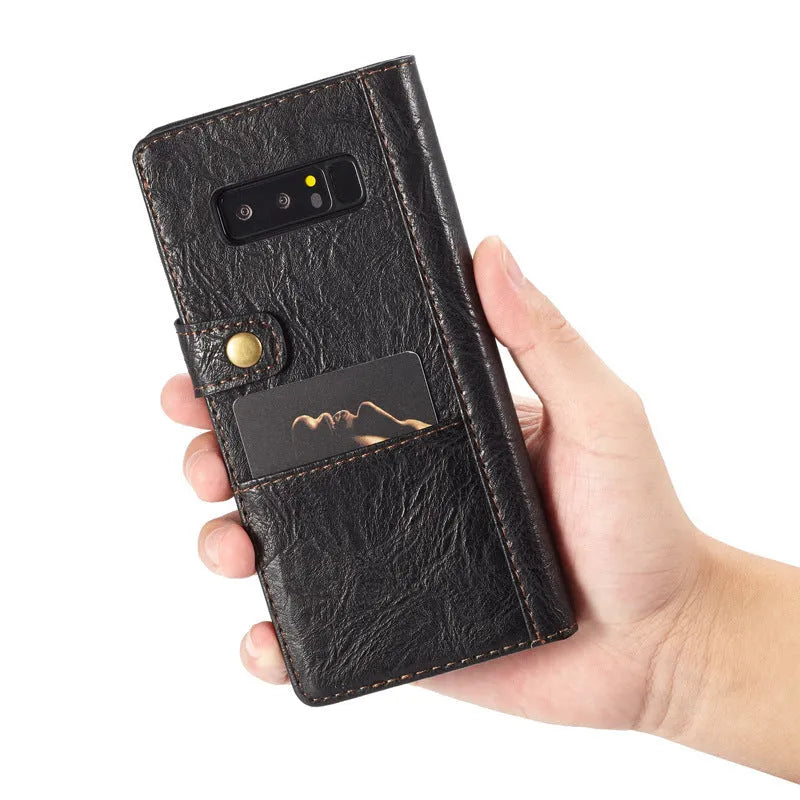 Retro simulation leather flip wallet case for Samsung Note8 and Note9 in Dark Blue, Black, Brown or Gules
