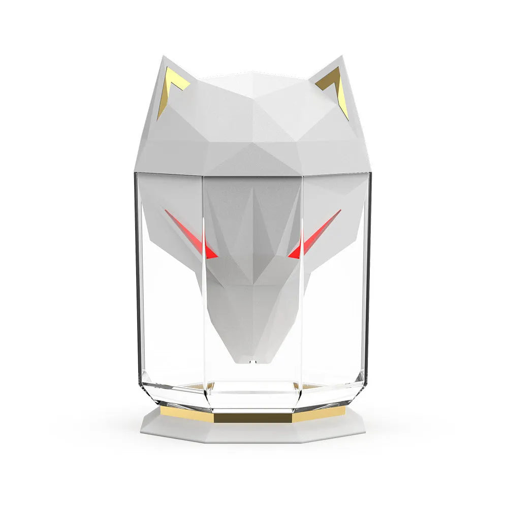 War Wolf black and white ultrasonic humidifier with colourful LED lights and USB cable