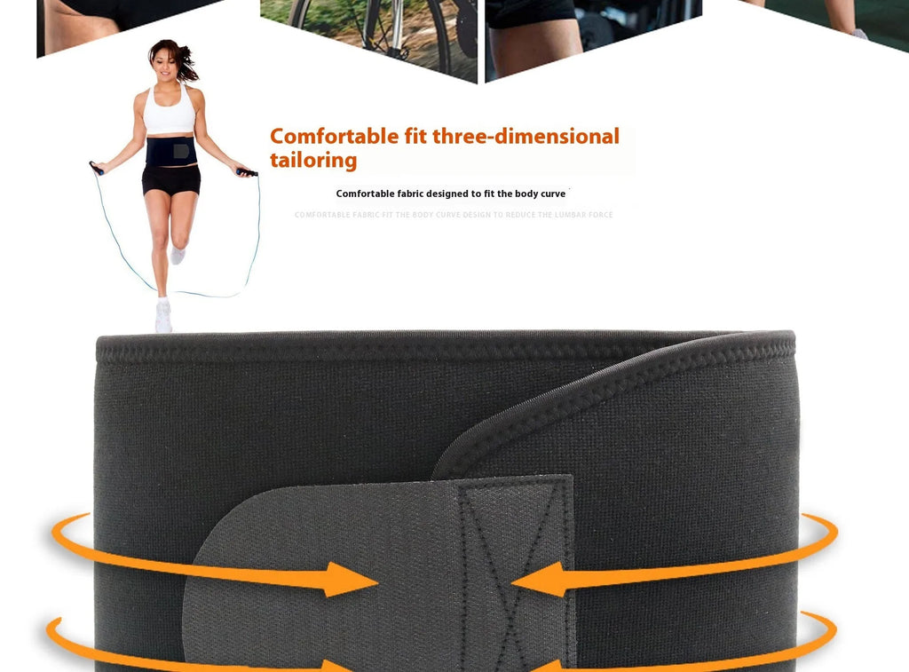 Neoprene hot lumbar support belt for fitness and running sports in black colour