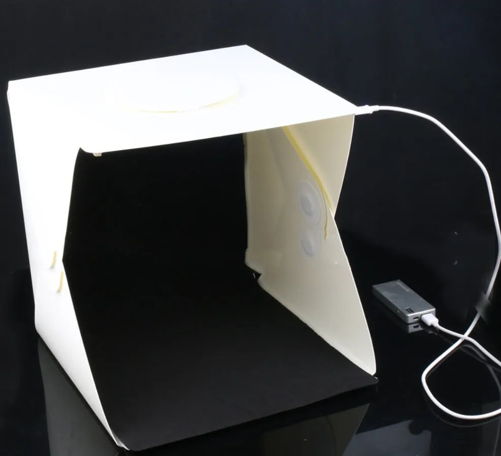 30cm studio LED light box for product photography with two EVA cloths, black and white backgrounds