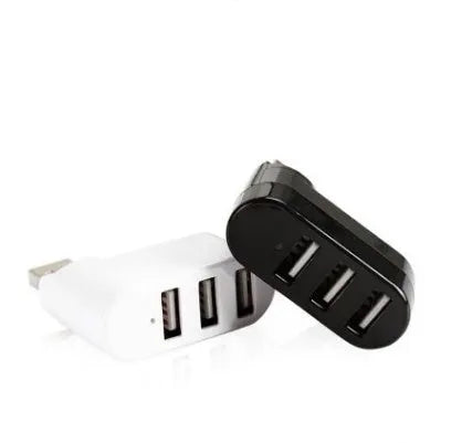 USB 2.0 hub with four ports and spinning colour design in black and white options