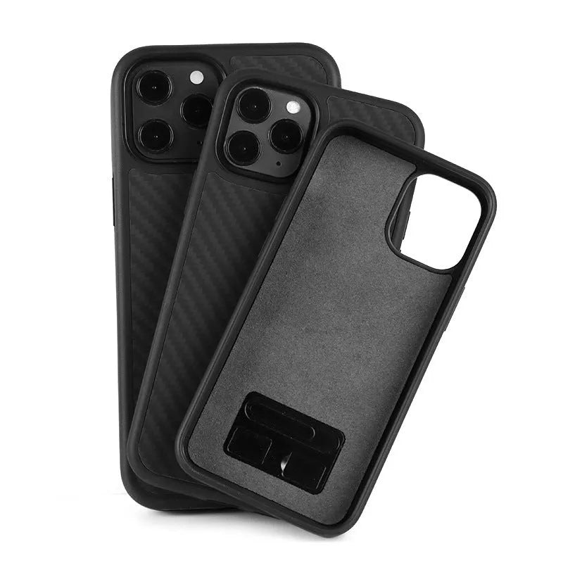 Black wooden phone case for Apple iPhone with TPU and Kevlar waterproof construction