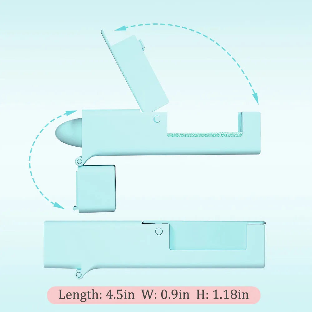 Plastic door opening tool for avoiding direct contact with public surfaces, blue colour, compact size 11.5 x 2.5 x 3 cm