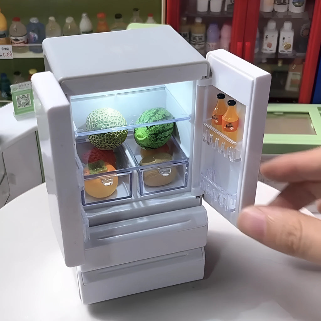 White 1:12 scale miniature candy shop model with illuminated window, measuring 11.4cm tall.