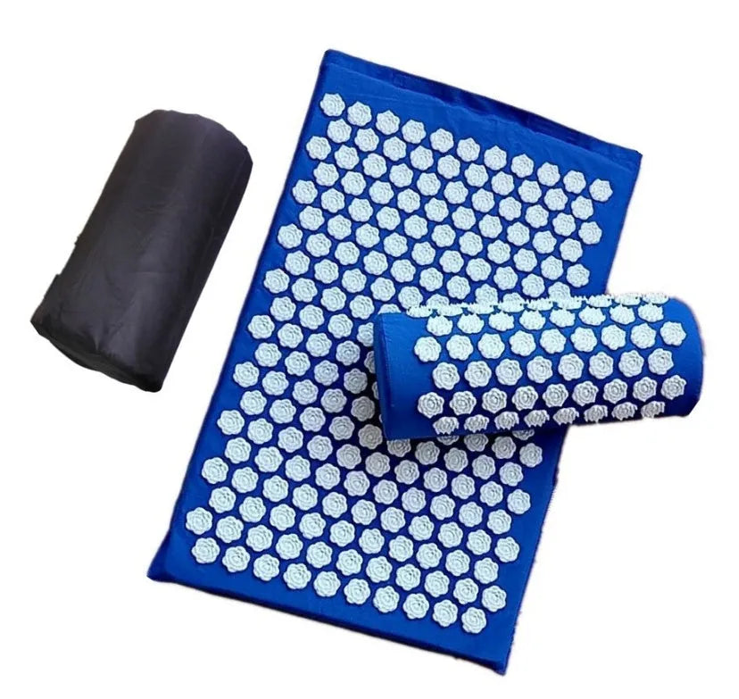 Lotus-shaped acupressure mat set with pillow in cotton cloth